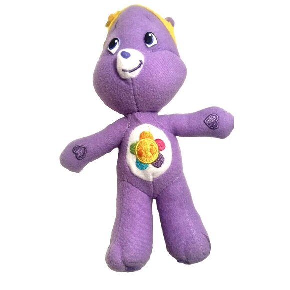 Vintage Care Bear Harmony Purple With Flower on Belly Plush Headband Stuffed Toy - Picture 2 of 10